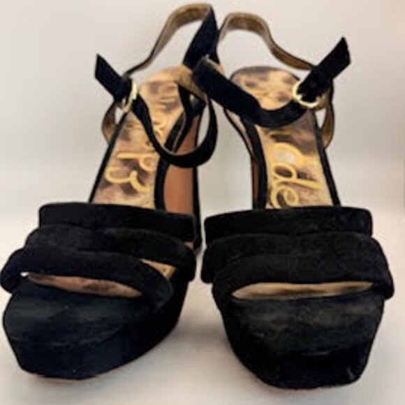 Sam Edelman Black Suede Platform Heels Size 10.5 - Picture 4 of 14